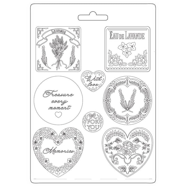 Stamperia Soft Maxi Mould 8.5"X11.5" - Plates & Hearts, Provence