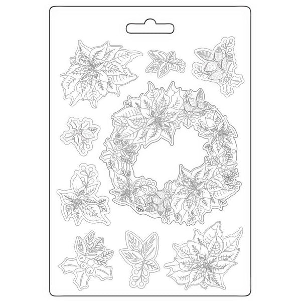 Stamperia Soft Maxi Mould 8.5"X11.5" - Poinsettia