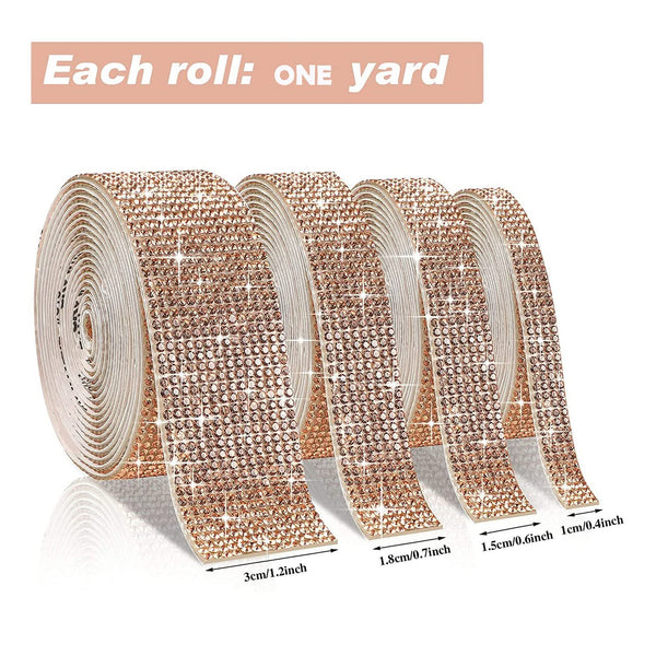 Poppy Crafts Self-adhesive Diamond Rhinestone Ribbon - Copper 4 Pack*