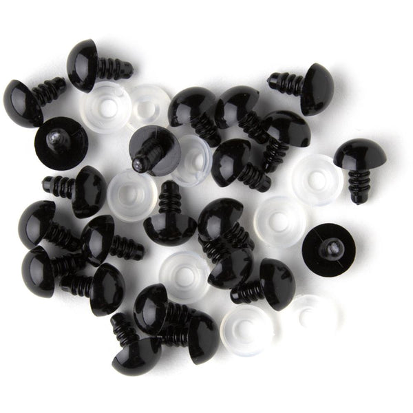 Cousin Shank Back Solid Eyes 12mm 6 pack - Black