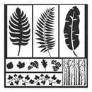 Set of black leaf patterns on a white background
