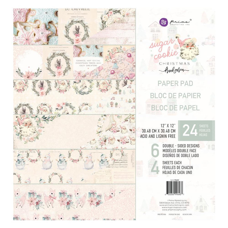 Prima Double-Sided Paper Pad 12in x 12in 24 pack  - Sugar Cookie, 6 Foiled Designs/4 Each