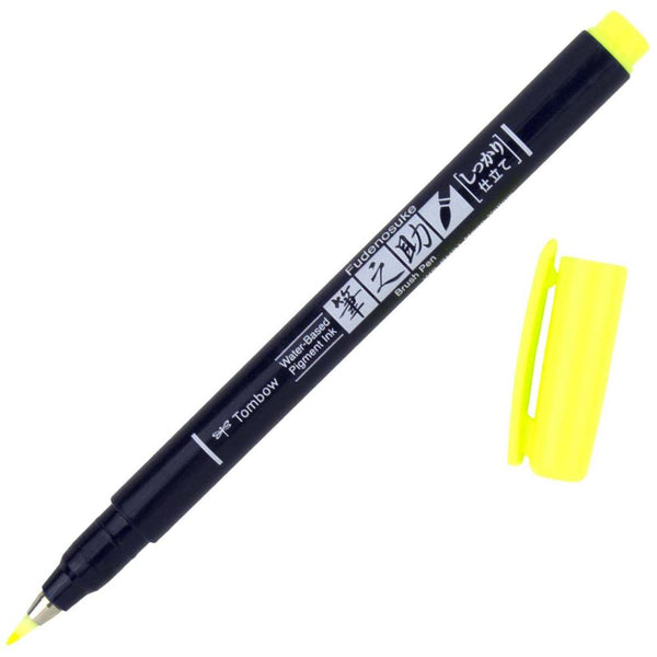 Tombow Fudenosuke Fine Tip Brush Pen - Neon Yellow*