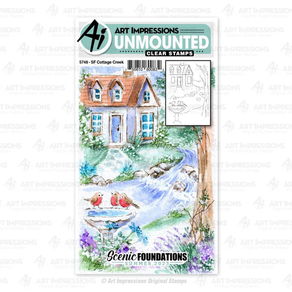 Art Impressions Scenic Foundations Clear Stamps Cottage By The Creek