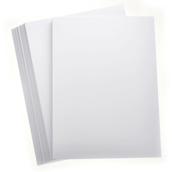 Stack of white paper sheets on a white background