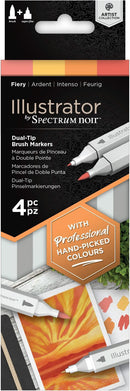 Spectrum Noir Illustrator Dual-Tip Brush Markers 4/Pkg - Fiery*