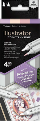 Spectrum Noir Illustrator Dual-Tip Brush Markers 4/Pkg - Vintage*
