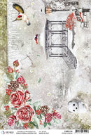 Ciao Bella Rice Paper Sheet A4 Sheet - Frozen Garden, Frozen Roses*