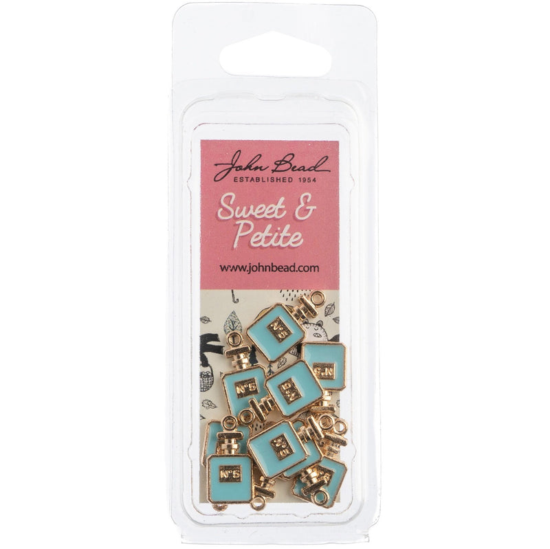 John Bead Sweet & Petite Charms - Perfume Bottle Light Blue, 9x17mm 10 pack*