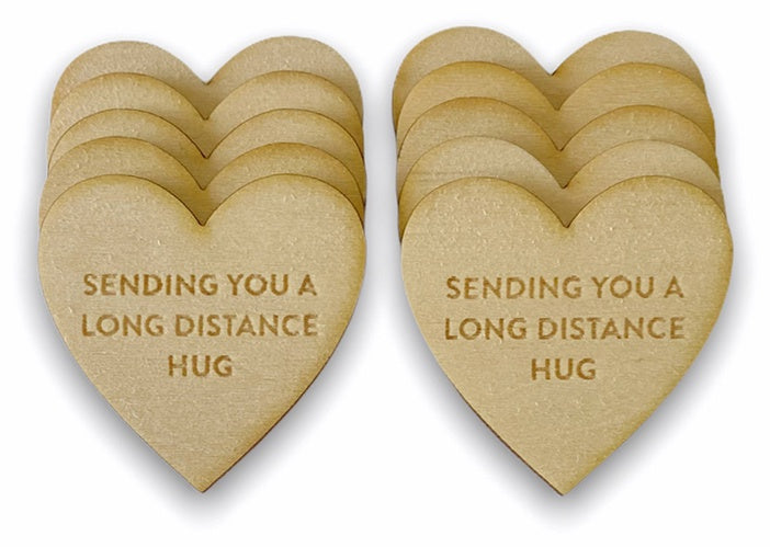 My Favorite Things - Wood Friendship Tokens 10/Pkg Heart - Long Distance Hug*