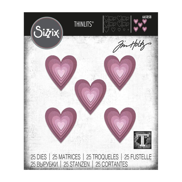 Sizzix Thinlits Dies By Tim Holtz 25/Pkg - Stacked Tiles Hearts