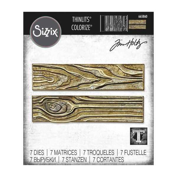 Sizzix Thinlits Dies By Tim Holtz 7/Pkg - Woodgrain Colourise