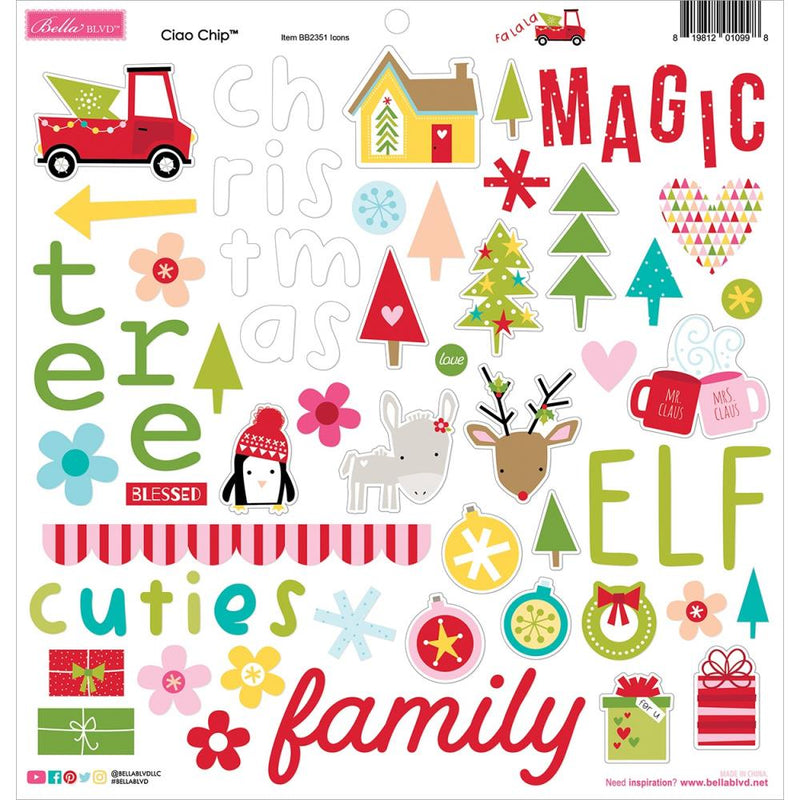 Bella Blvd Chipboard Stickers 12in x 12in - Icons, Fa La La*