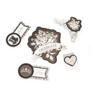 BoBunny Adhesive Layered Chipboard 8 pack - Tuxedos & Tiaras  with Black Foil Accents*