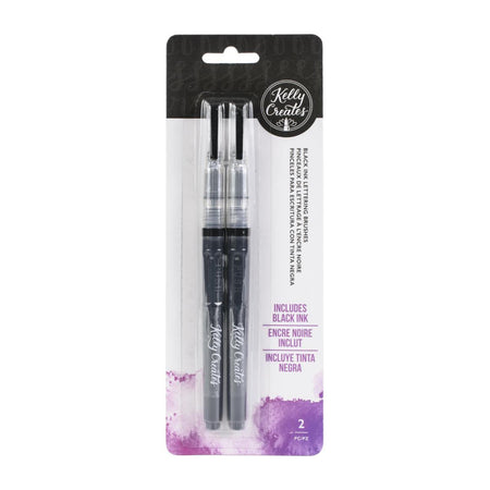 Kelly Creates Water Brush Set Fine Point 2/Pkg - Black  LIMIT 1 PER ORDER