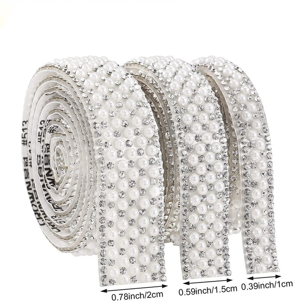 Poppy Crafts Self-adhesive Pearl & Rhinestone Ribbon - 3 Pack*