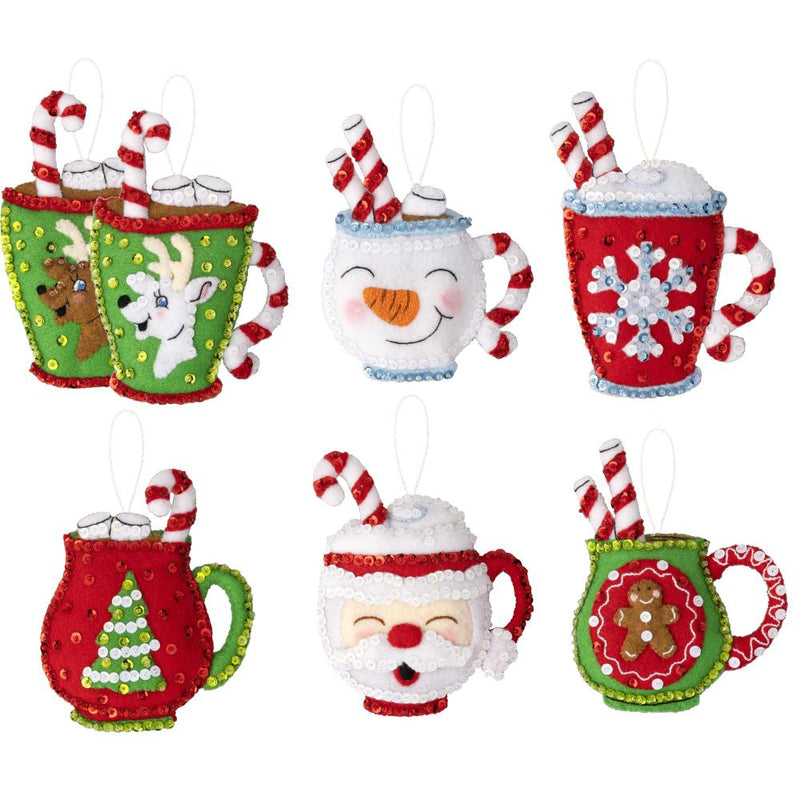 Bucilla Felt Ornaments Applique Kit Set Of 6 Cozy Christmas*