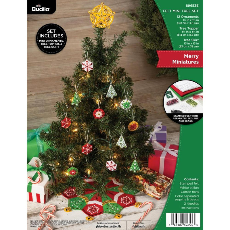 Bucilla Felt Ornaments Applique Kit Set of 6 - Santa's Tree Treasures
