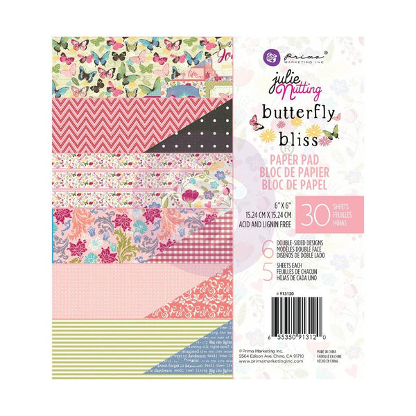 Prima Marketing Double-Sided Paper Pad 6in x 6in 30 pack - Butterfly Bliss, Hello Beautiful