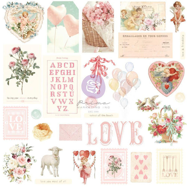 Prima Marketing Magic Love By Frank Garcia, Cardstock Ephemera 29 pack - Shapes, Tags, Words, Foiled Accents*