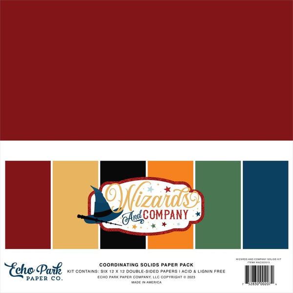 Echo Park Double-Sided Solid Cardstock 12"X12" 6 pack  Wizards & Company, 6 Colours*