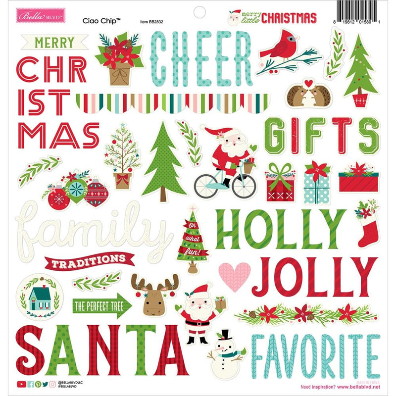 Bella Blvd Ciao Chipboard Stickers 12"X12" Icons, Merry Little Christmas*