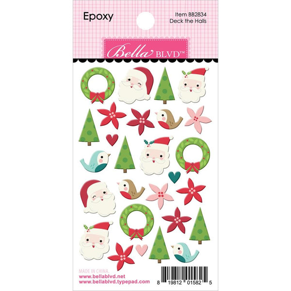 Bella Blvd Merry Little Christmas Epoxy Stickers Deck The Halls*