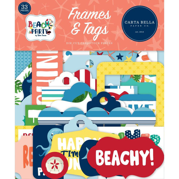 Carta Bella Cardstock Ephemera 33 pack - Frames & Tags, Beach Party*