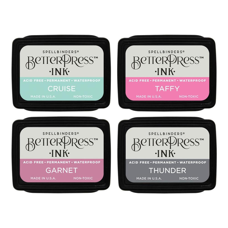 Spellbinders BetterPress Letterpress Mini Ink Pad Set 4/Pkg Jet Set