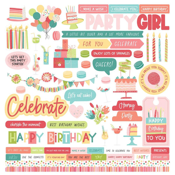 PhotoPlay Birthday Sparkle Stickers 12"X12" Elements