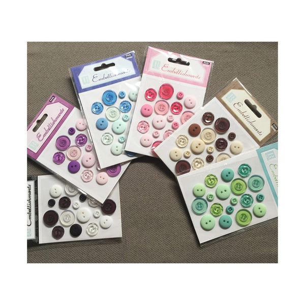 Poppy Crafts Self Adhesive Buttons - Black and White 18pcs*