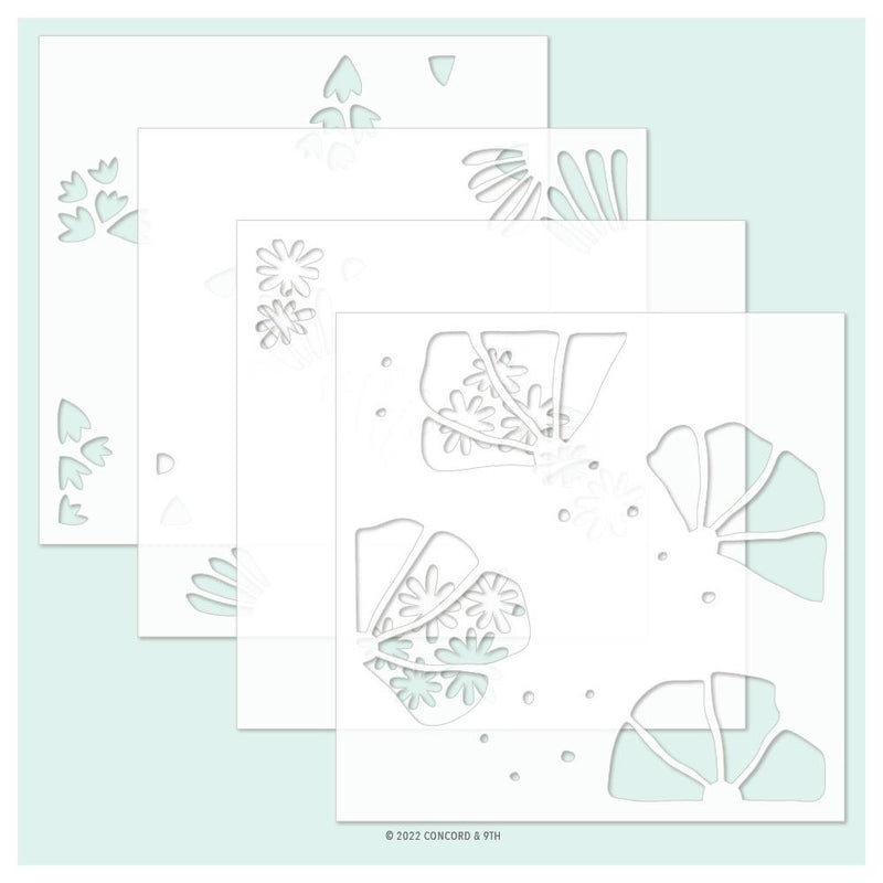 Concord & 9th Stencil 6"X6" 4 pack  Flower Press*