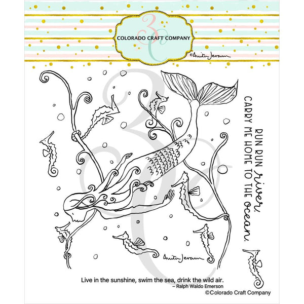 Colorado Craft Company Clear Stamps 6"X6" Mermaid & Seahorses-By Anita Jeram*