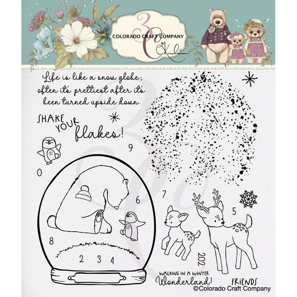 Colorado Craft Company Clear Stamps 6"x 6" - Snow Globe Bear - By Kris Lauren*