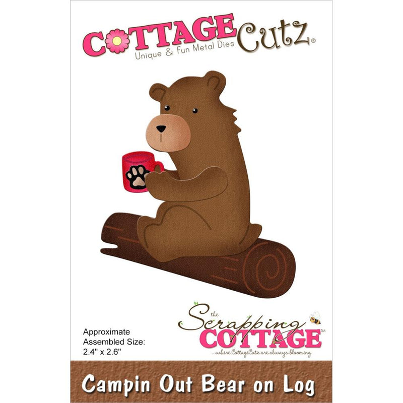 CottageCutz Dies - Campin' Out Bear On Log 2.4"x 2.6"*