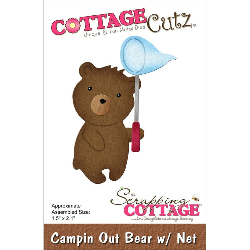 CottageCutz Dies - Campin' Out Bear  with  Net 1.5"x 2.1"*