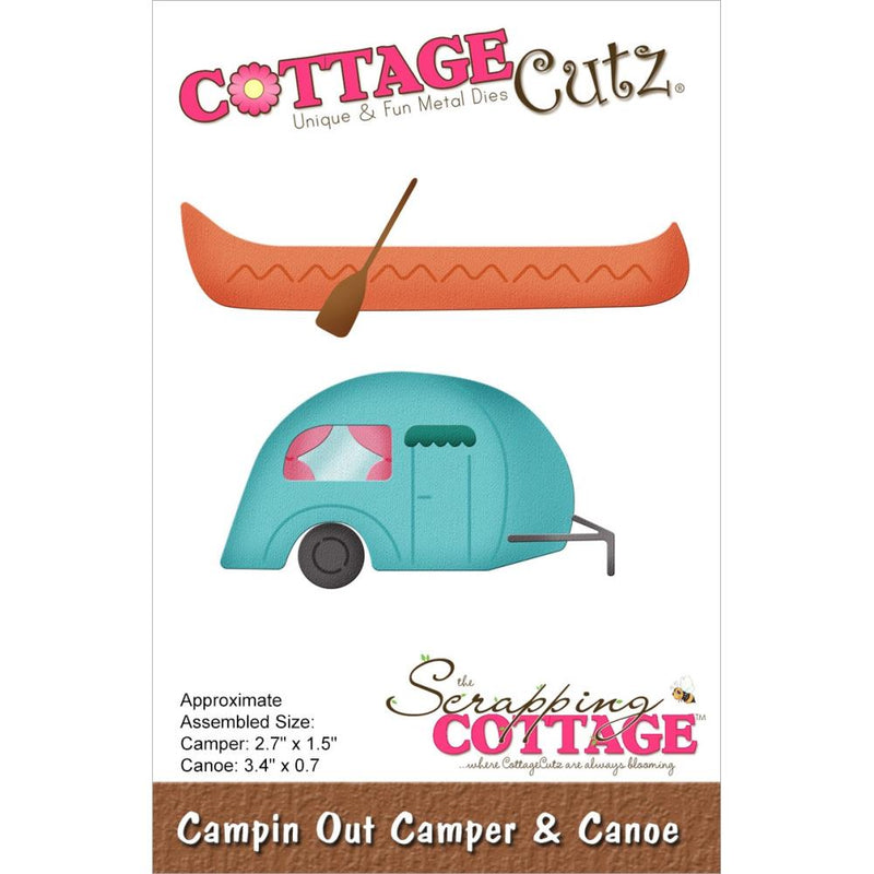 CottageCutz Dies - Campin' Out Camper & Canoe 3.4"x 0.7"/2.7"x 1.5"*