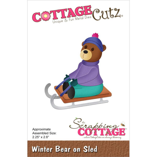 CottageCutz Dies - Winter Bear On Sled 2.25"x 2.6"