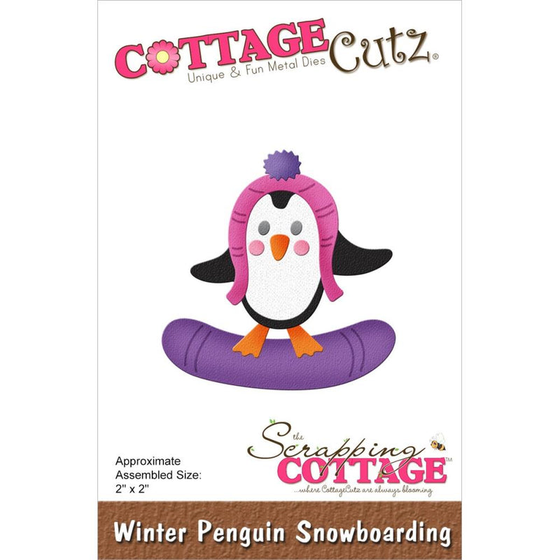 CottageCutz Dies - Winter Penguin Snowboarding 2"x 2"*