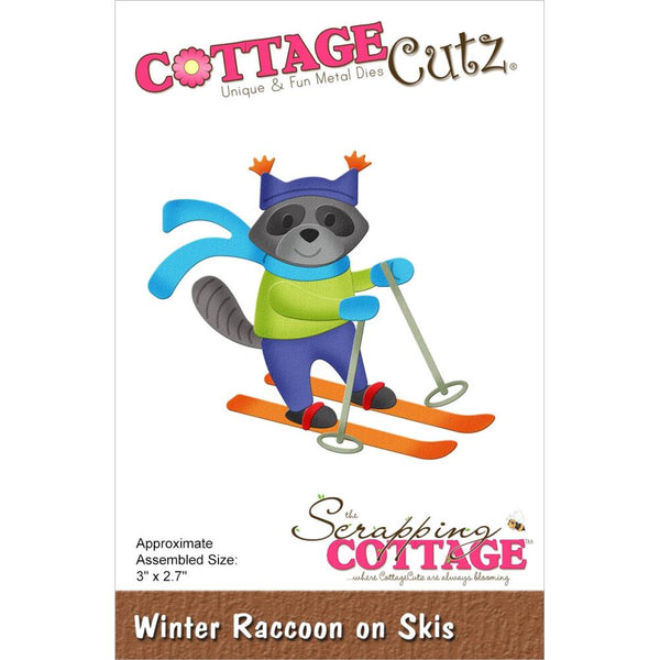 CottageCutz Dies - Winter Raccoon On Skis 3"x 2.7"