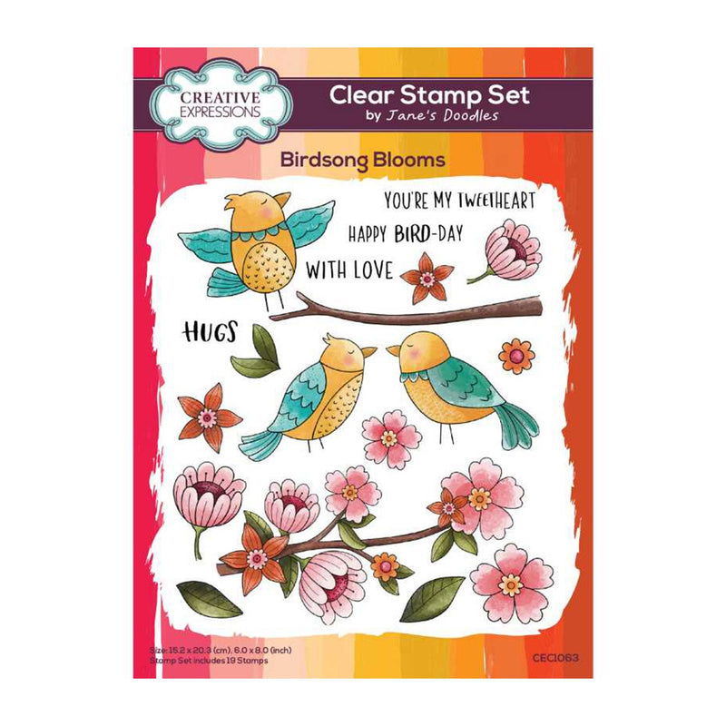 Creative Expressions Jane's Doodles Clear Stamp Set 6"x 8" - Birdsong Blooms*