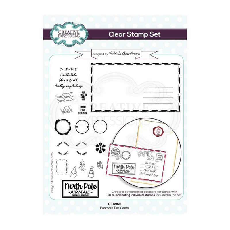 Creative Expressions A5 Clear Stamp Set by Fabiola Giardinaro - Postcard For Santa