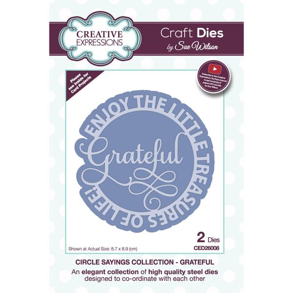 Creative Expressions Craft Dies By Sue Wilson - Circle Sayings - Grateful*