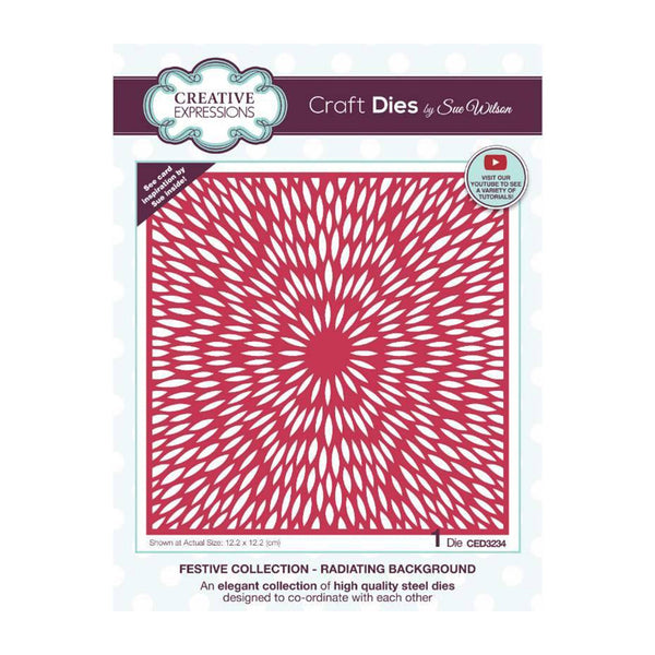 Creative Expressions Craft Die By Sue Wilson - Festive Collection - Radiating Background*