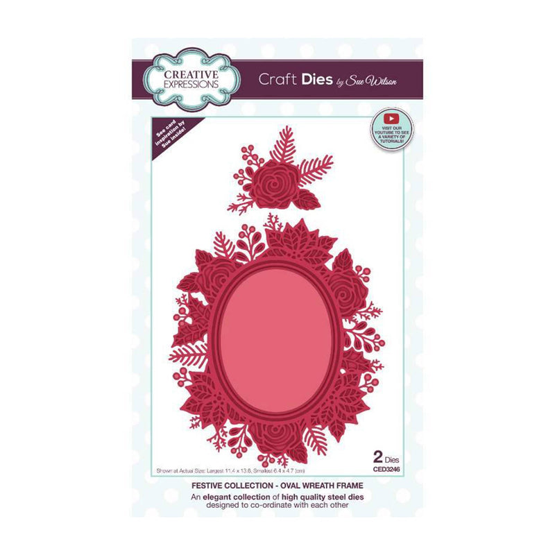 Creative Expressions Craft Dies By Sue Wilson - Festive Collection - Oval Wreath Frame*