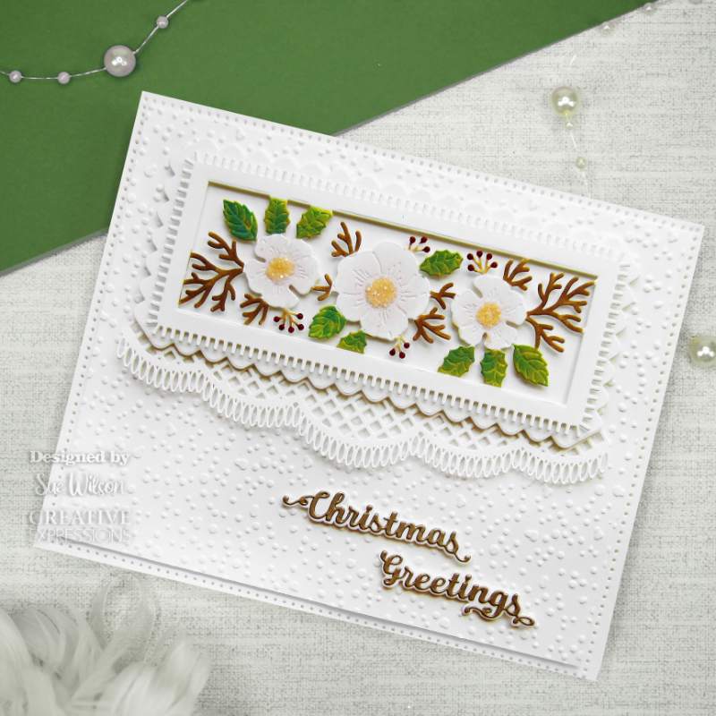 Creative Expressions Craft Dies By Sue Wilson - Festive Collection - Christmas Rose Floral Panels