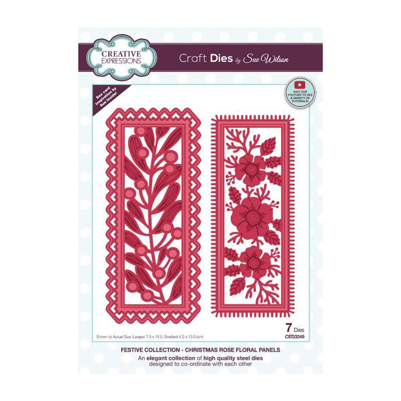 Creative Expressions Craft Dies By Sue Wilson - Festive Collection - Christmas Rose Floral Panels