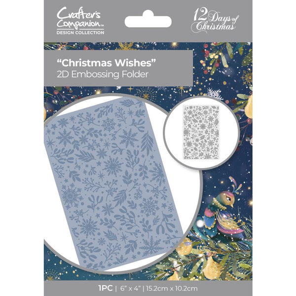 Crafter's Companion Twelve Days Of Christmas 2D Embossing Folder 6"X4" Christmas Wishes*