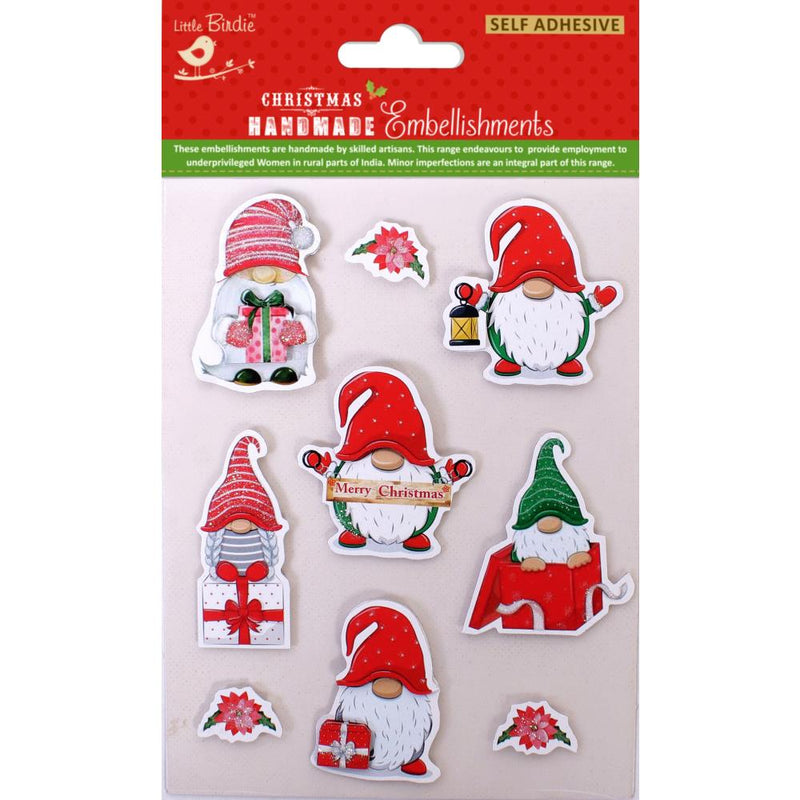 Little Birdie Christmas Glitter Sticker Embellishment 9 pack  Magical Gnomes*