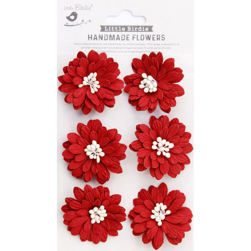 Little Birdie Astra Paper Flowers 6/Pkg Cardinal Red*